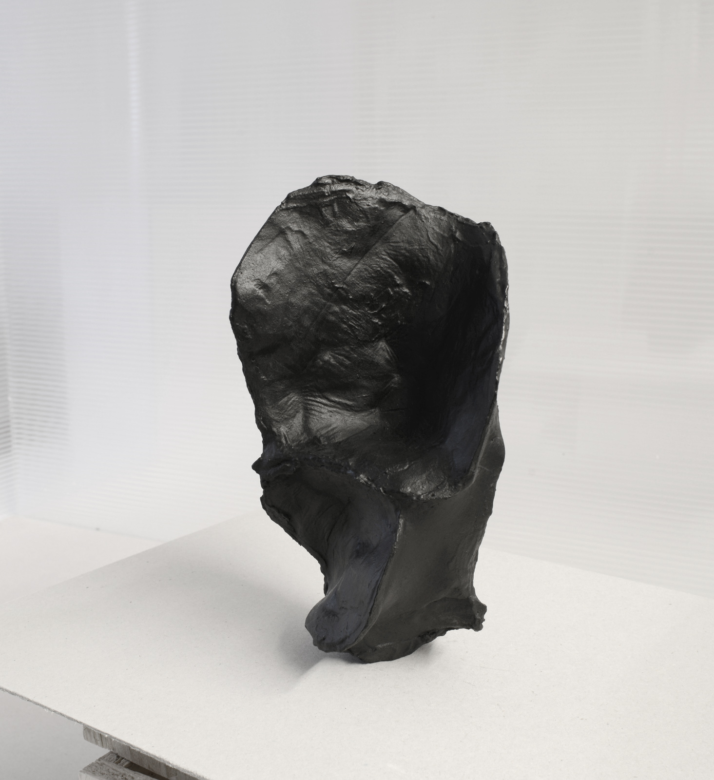 Rear View IV, 2022, 21 x 10 x 16 cm, Bone back i wax on shellac on bone black dispersed in petrochemical polymer on silt bound in cellulose.