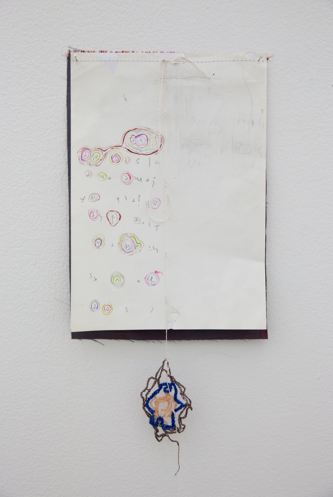 Empty hands, 2014, acrylic on paper, sewing and crochet, 49 x 21,5 cm