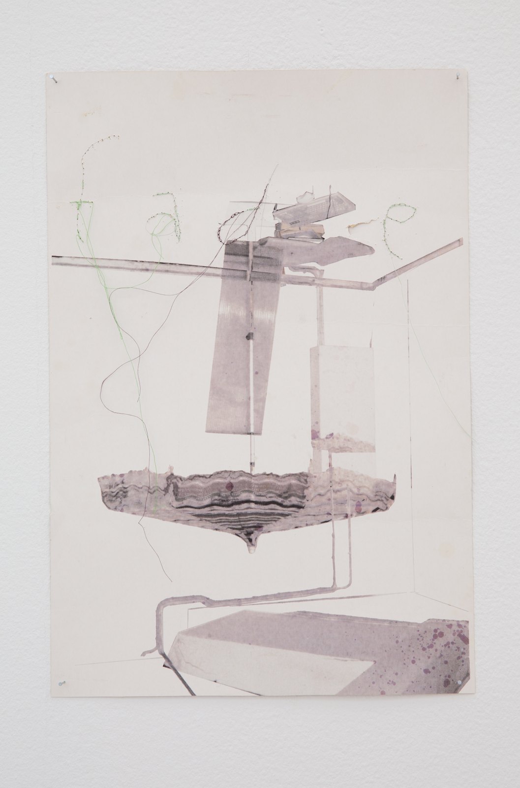 Fade, 2014, print and sewing on card board, 47 x 32 cm