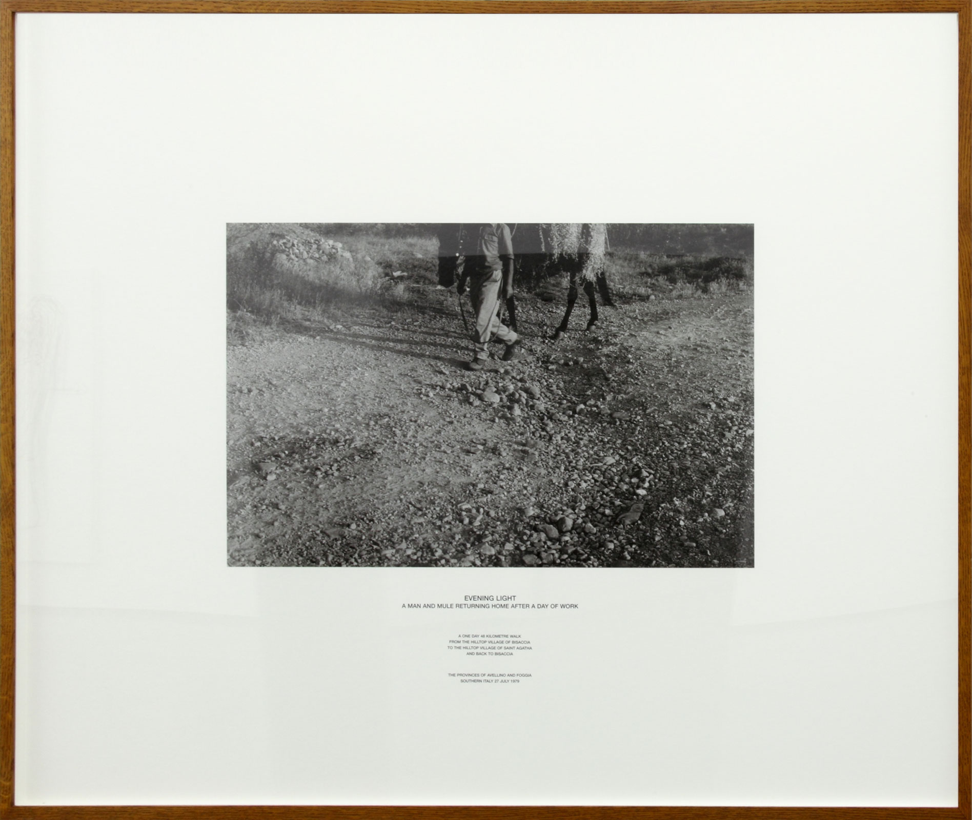 Hamish Fulton, Evening Light Italy, 1979, Framed photo-text work, 116 x 138 cm