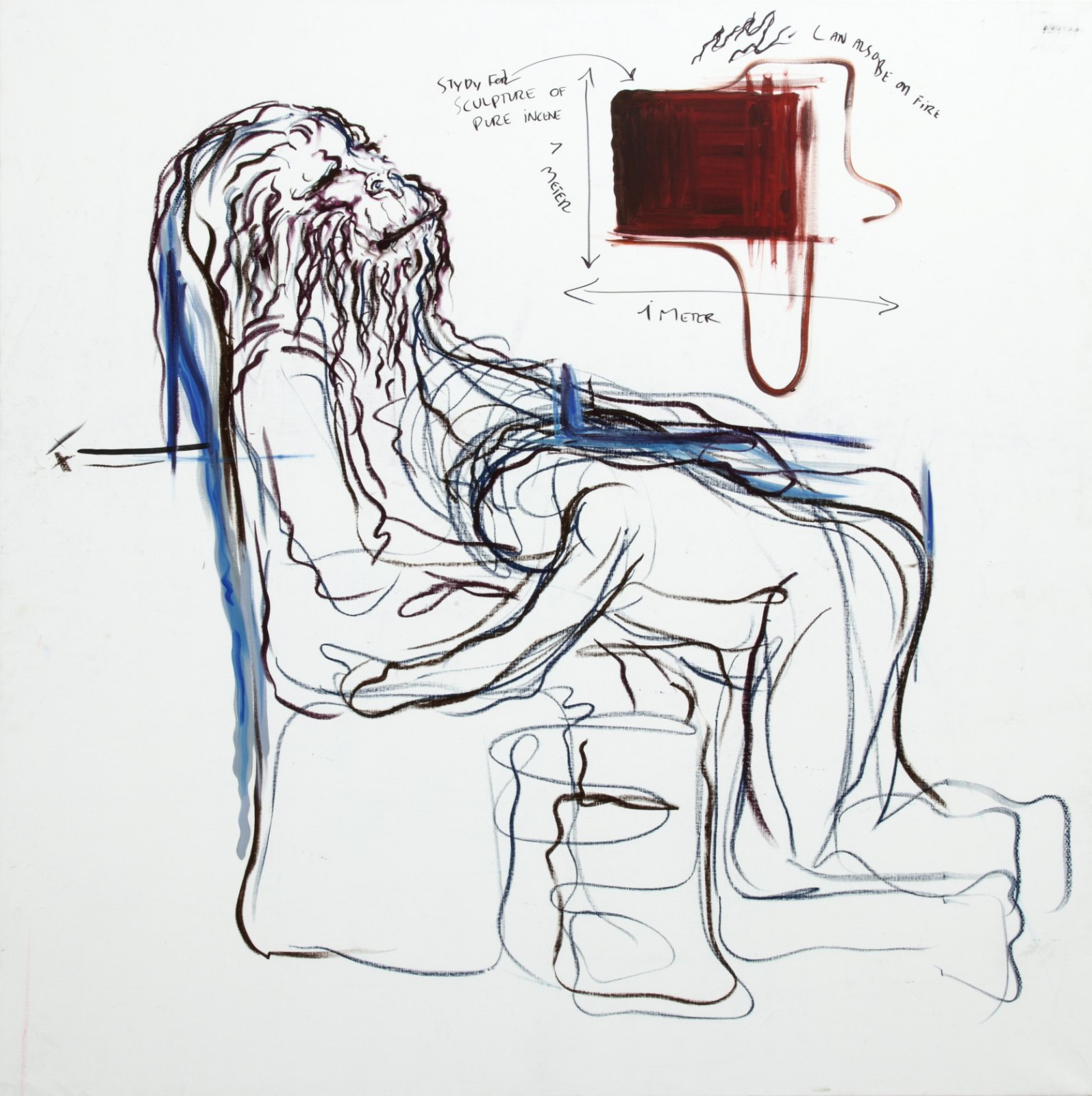 Bjarne Melgaard, Untitled, 2001, Mixed media on canvas, 200 x 200 cm