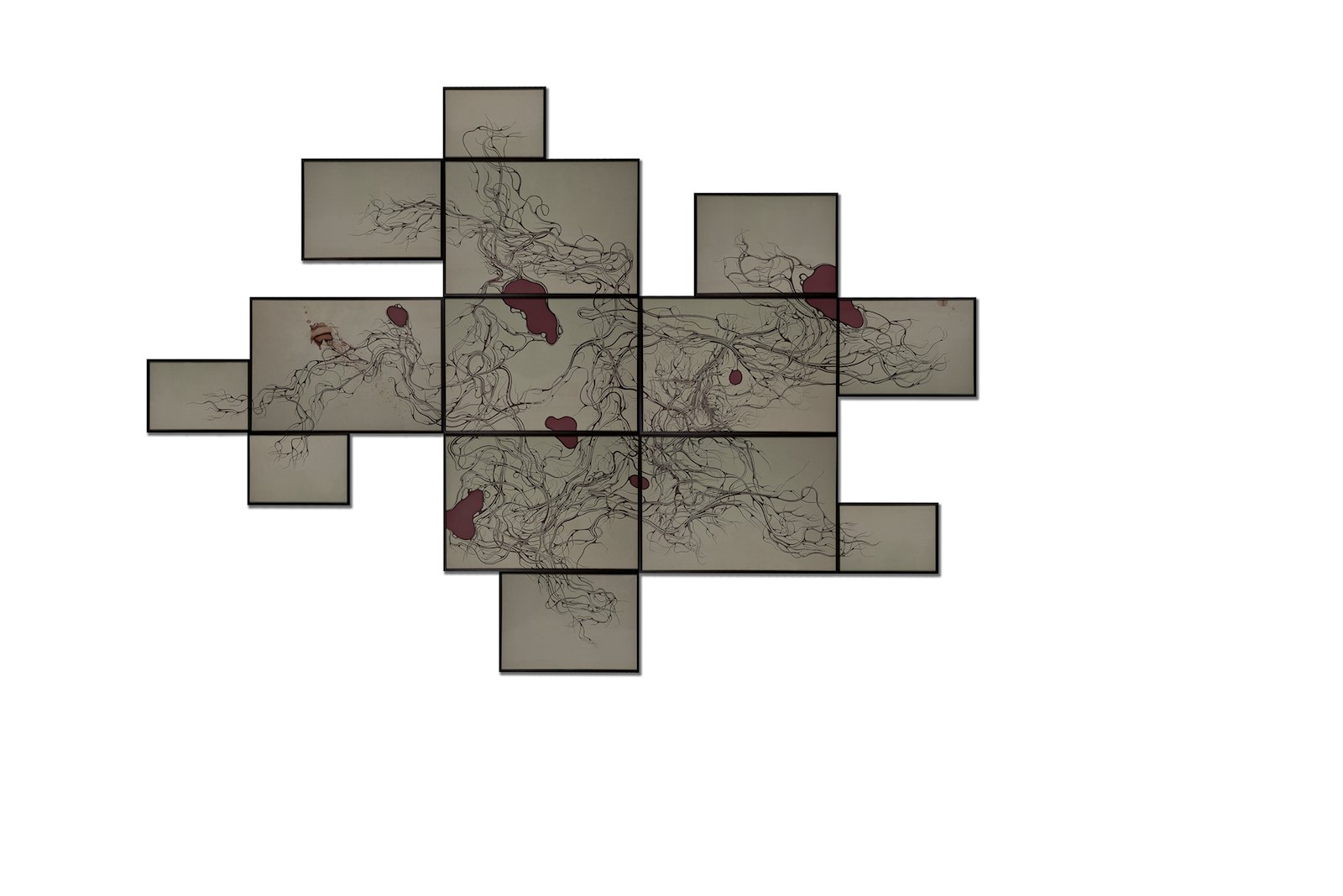 Ole Jørgen Ness, The Martian Chronicles, 2001, felt pen on paper, 295 x 420 cm (14 parts, framed)