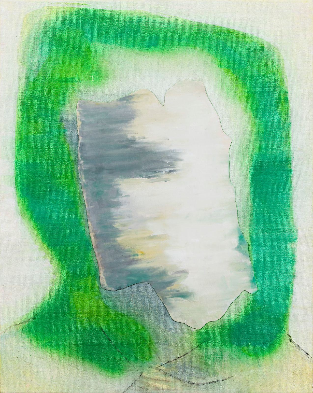 Ikon i grønt og hvitt, 2009, oil and acrylic on canvas on panel, 51 x 40.5 cm