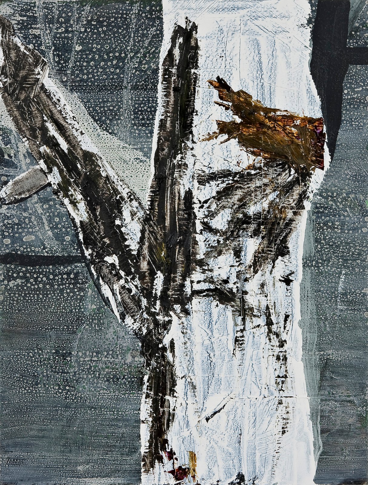 Trädstam, 2008, Oil and acrylic on aluminum, 59 x 45 cm