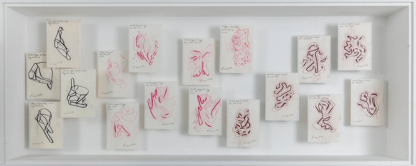 From the series Journal, 2016, mixed media, waxed paper, each 23 x 17,5 cm