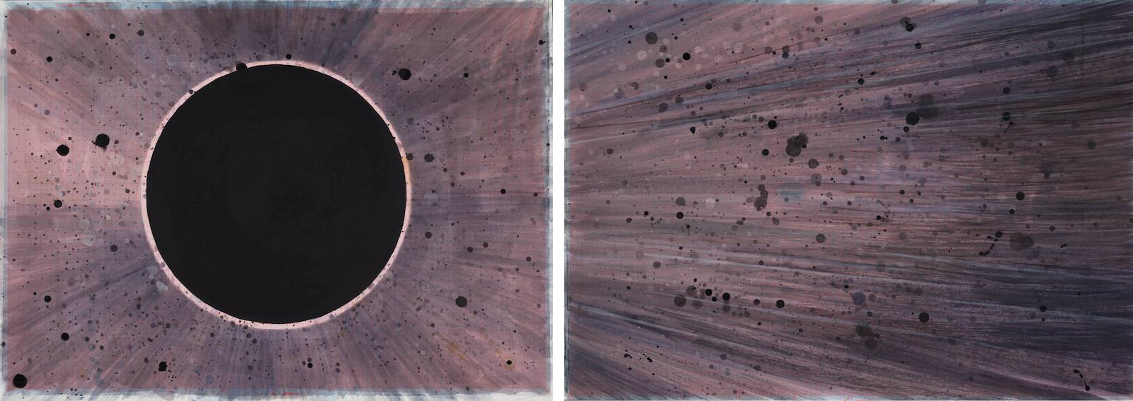 Total Eclipse I - II, 2016, watercolour and ink on paper, 36 x 51,2 cm / 37,5 x 51,5 x cm